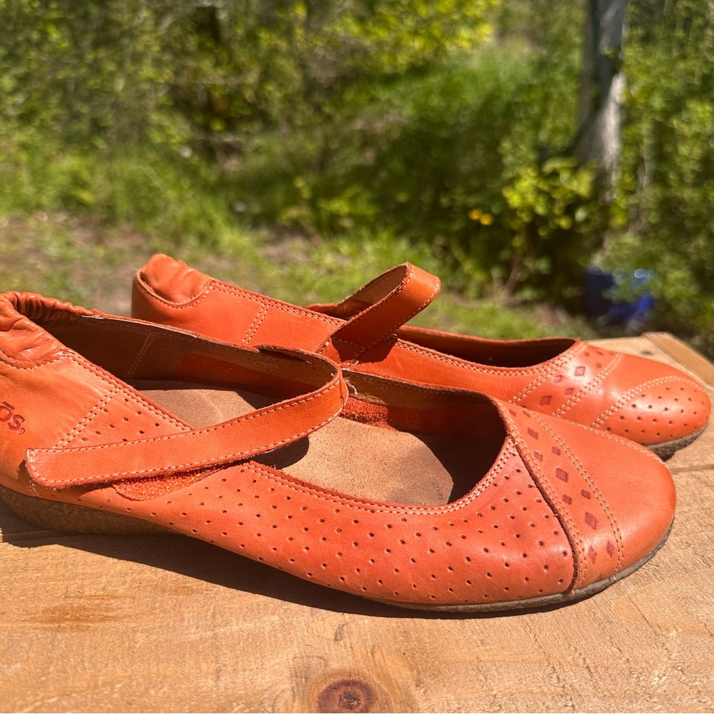 Taos Footwear Orange Flats with Perforated Design